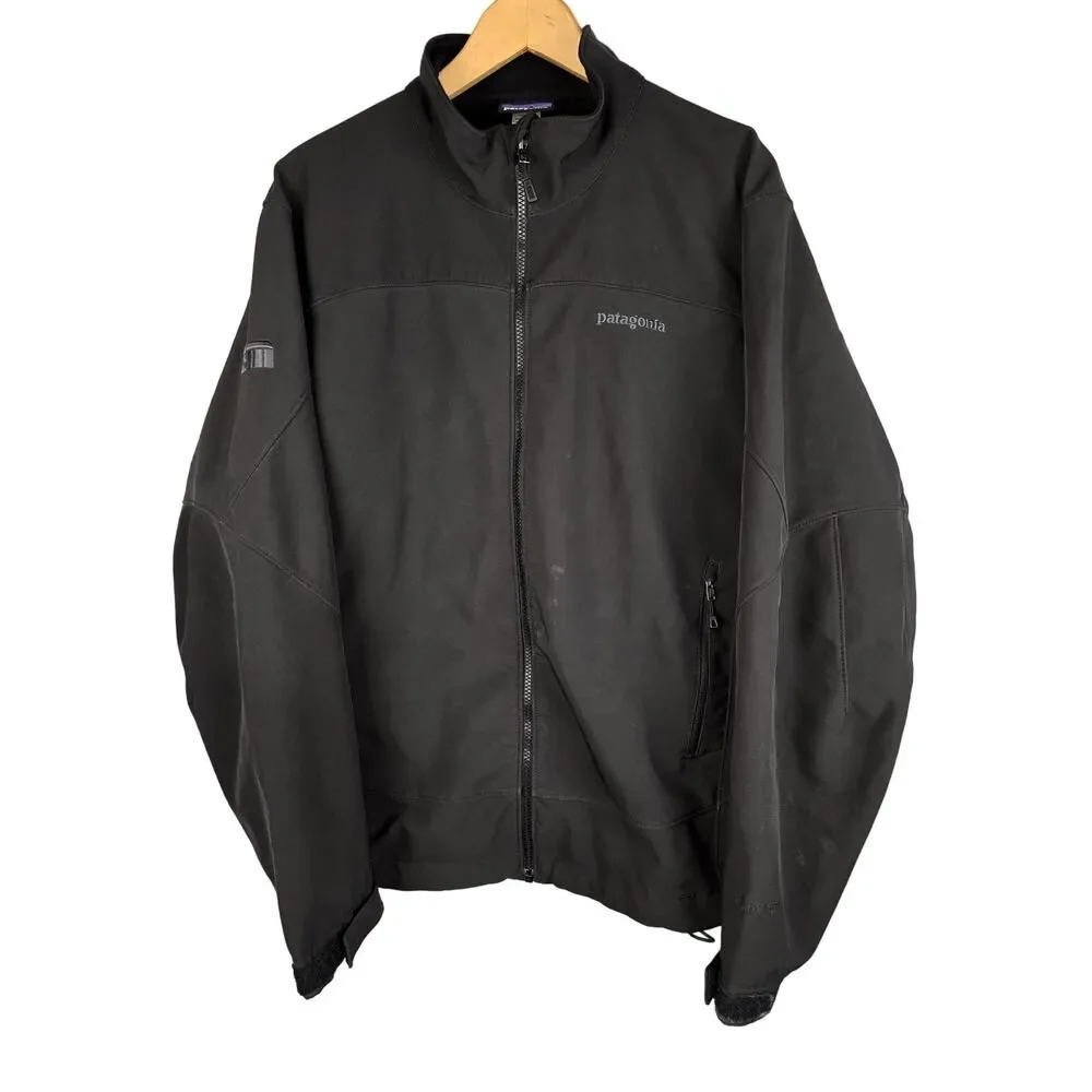 Patagonia Polartec Windbreaker Windstopper Softshell Jacket‎ Mens L Black